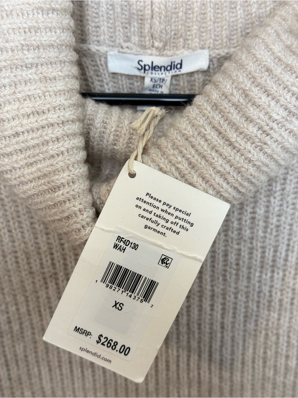 Splendid Marigold Cashmere Blend Ribbed Turtleneck Sweater Dress NWT XS - Picture 3 of 10